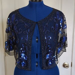 Lace Sequin Beaded Elegant Shawl OS